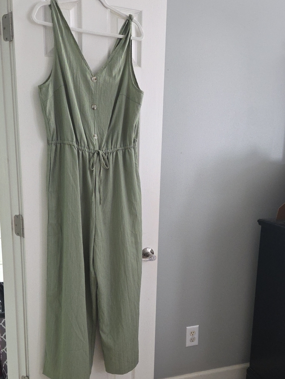 Sage Green V-Neck Wide-Leg Jumpsuit